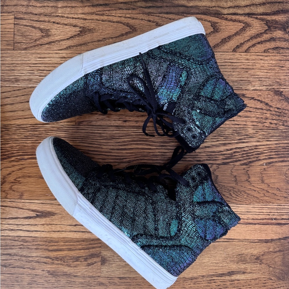 Iridescent High-Top Sneakers